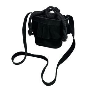 Zara Kids Black Ruffled Suede Bucket Bag Crossbody Bucket Bag